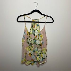 NWOT Floral Surplice Tank